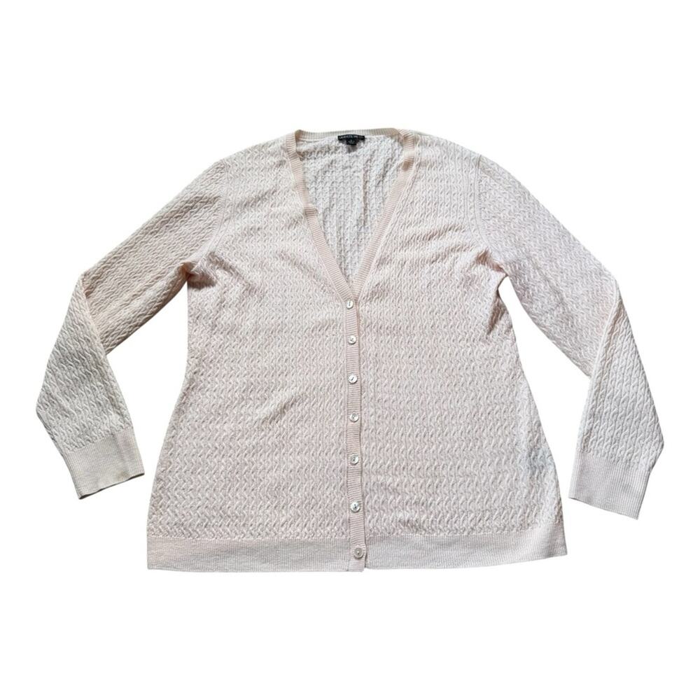 Lafayette 148 Wool Knit Cardigan in Blush Pink Size L